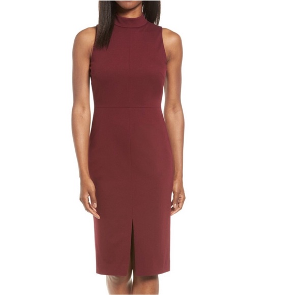 Classiques Entier Dresses & Skirts - CLASSIQUES ENTIER Italian Ponte Knit Sheath Dress Sleeveless Burgundy Size 12